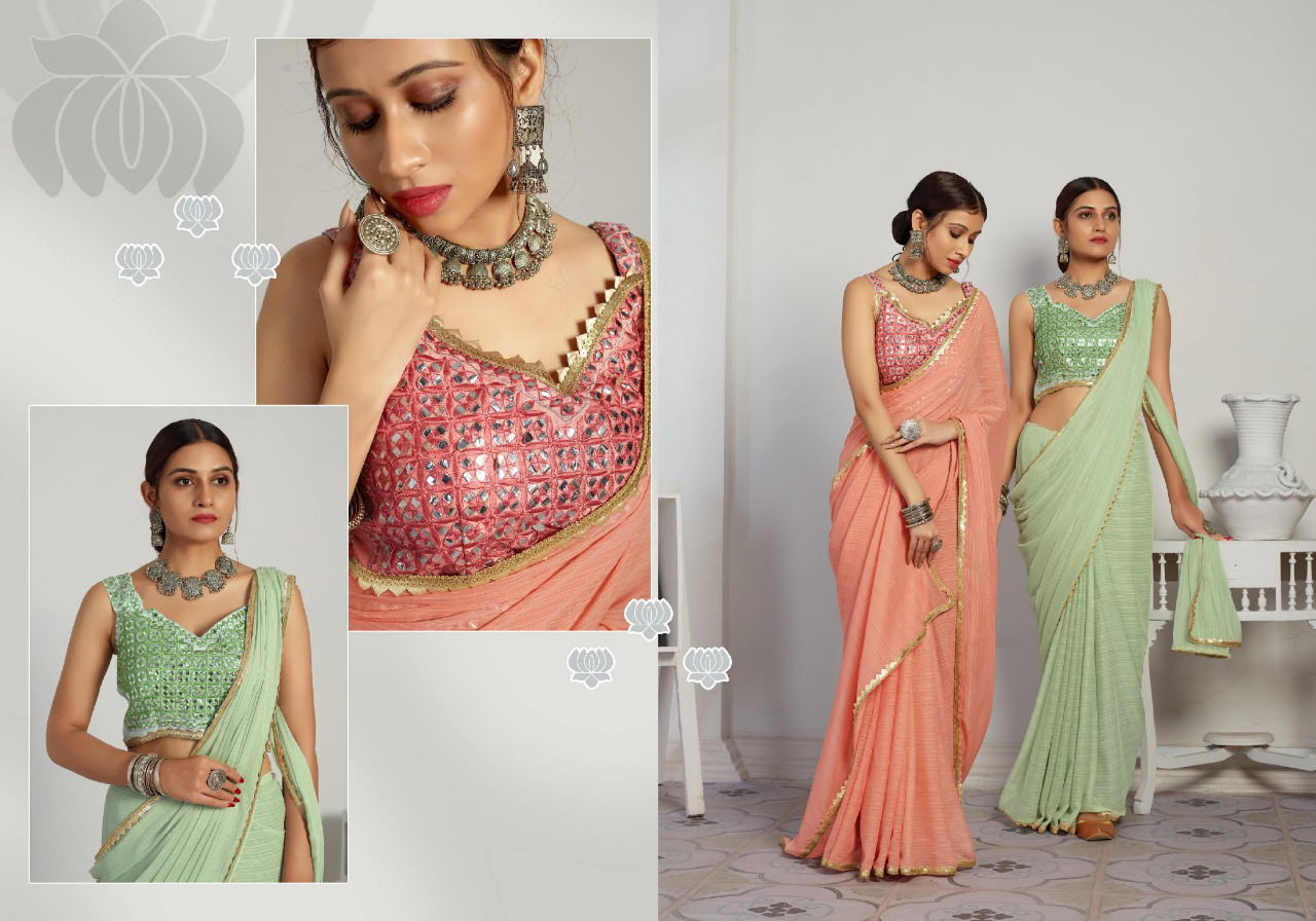 Ynf Savdha Mirror New Stylish Fancy Party Wear Chiffon Saree Collection